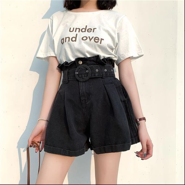 plus 2xl summer casual black womens short denim belt pocket high waist female loose jeans streetwear bottoms, White;black
plus 2xl summer casual black womens short denim belt pocket high waist female loose jeans streetwear bottoms, White;black