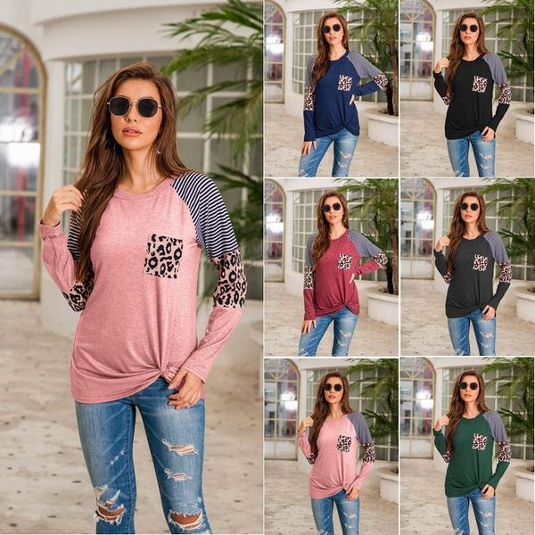 women's t-shirt plus size fashion striped leopard print stitching long-sleeved round neck clothes women graphic tees, White
women's t-shirt plus size fashion striped leopard print stitching long-sleeved round neck clothes women graphic tees, White