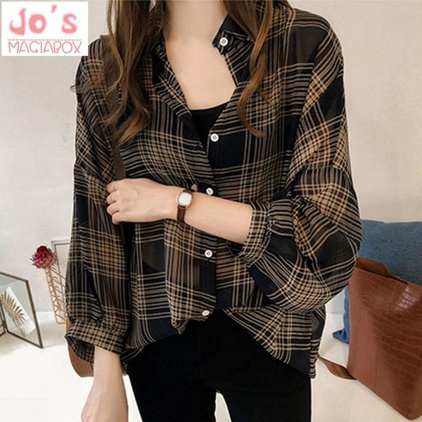 women's blouses & shirts summer women plaid casual korean button chiffon sweet and nine quarter kimono blusas mujer, White
women's blouses & shirts summer women plaid casual korean button chiffon sweet and nine quarter kimono blusas mujer, White