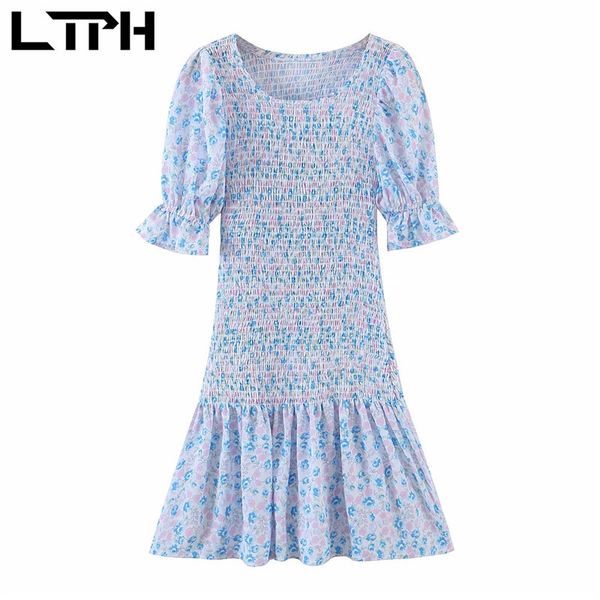 french floral print women dress o-neck puff sleeves full body elastic folds high waist slim vintage dresses summer 210427, Black;gray
french floral print women dress o-neck puff sleeves full body elastic folds high waist slim vintage dresses summer 210427, Black;gray