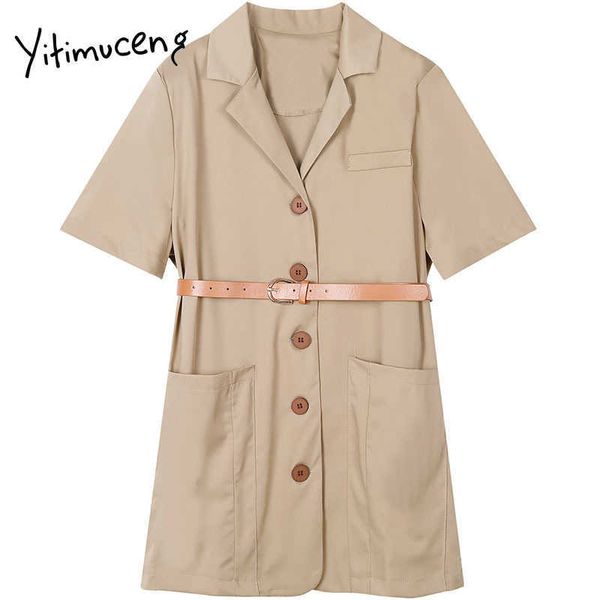 yitimuceng sashes dresses women mini solid summer notched single breasted short sleeve high waist korean office lady 210601, Black;gray
yitimuceng sashes dresses women mini solid summer notched single breasted short sleeve high waist korean office lady 210601, Black;gray