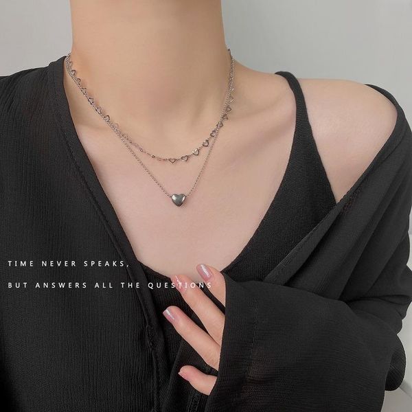 chains heart necklace women multilayer necklaces woman pendant stainless steel charms girls party jewelry trendy korean metal halskette, Silver
chains heart necklace women multilayer necklaces woman pendant stainless steel charms girls party jewelry trendy korean metal halskette, Silver