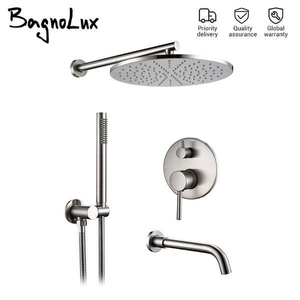 wall mount bath shower head system kit brushed stainless steel rain diverter mixer tap set hand held arm valve bathroom faucet sets
wall mount bath shower head system kit brushed stainless steel rain diverter mixer tap set hand held arm valve bathroom faucet sets