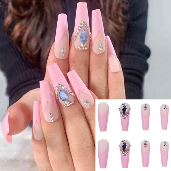 nail art kits 24pcs pink false nails with rhinestone design long coffin fake artificial tips press on glue manicure
nail art kits 24pcs pink false nails with rhinestone design long coffin fake artificial tips press on glue manicure
