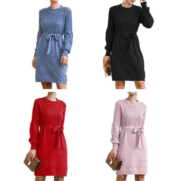 casual dresses women winter lantern long sleeve cable knit tie waist o-neck midi sweater dress, Black;gray
casual dresses women winter lantern long sleeve cable knit tie waist o-neck midi sweater dress, Black;gray