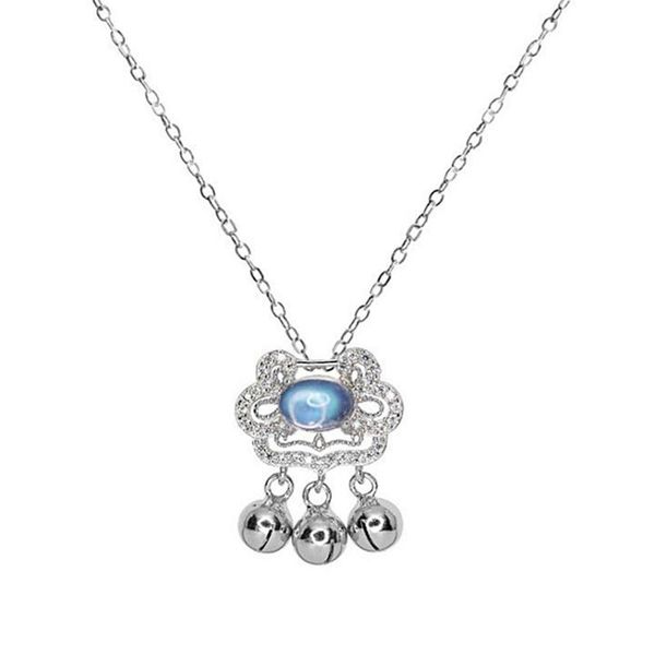 pendant necklaces exquisite long life lock tassel small bell necklace inlay moonstone s925 jewelry, Silver
pendant necklaces exquisite long life lock tassel small bell necklace inlay moonstone s925 jewelry, Silver