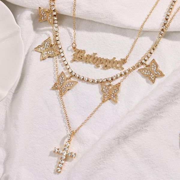 chains shiny multilayer luxury rhinestone butterfly crystal necklaces for women silver color cross letter pendent necklace boho jewelry
chains shiny multilayer luxury rhinestone butterfly crystal necklaces for women silver color cross letter pendent necklace boho jewelry