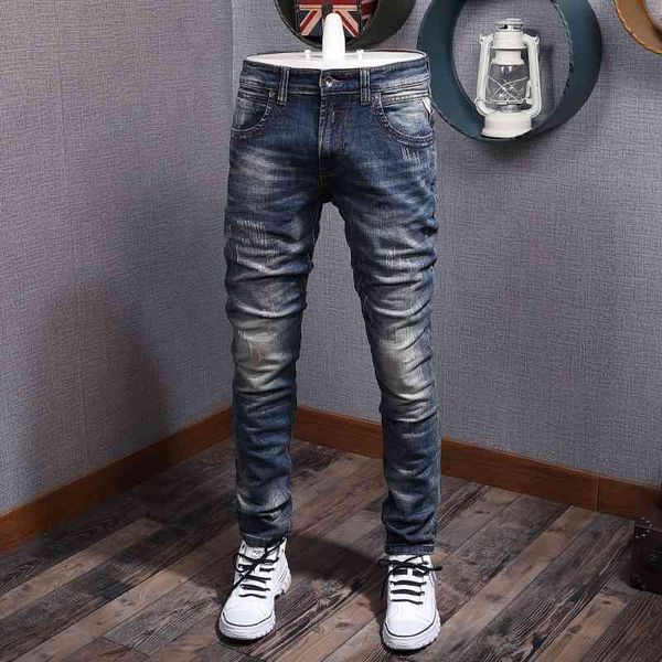 men's jeans italian style fashion men retro blue elastic slim fit ripped denim pants vintage designer long trousers h
men's jeans italian style fashion men retro blue elastic slim fit ripped denim pants vintage designer long trousers h
