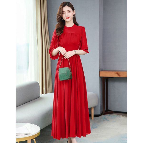 chinese style solid spring elegant green long sleeve plied midi dress casual summer dresses, Black;gray
chinese style solid spring elegant green long sleeve plied midi dress casual summer dresses, Black;gray