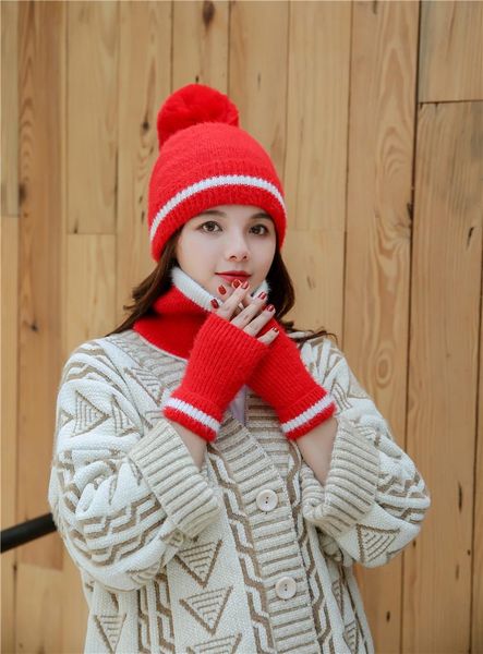 beanies a complete set of hats gloves scarf necks hair balls plush sweet and lovely ladies' outdoor warm knitted hat loveer's
beanies a complete set of hats gloves scarf necks hair balls plush sweet and lovely ladies' outdoor warm knitted hat loveer's