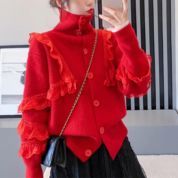 women's knits & tees nomikuma lace patchwork turtleneck sweater women single breasted long sleeve knitwear japan style casual vintage c, White
women's knits & tees nomikuma lace patchwork turtleneck sweater women single breasted long sleeve knitwear japan style casual vintage c, White