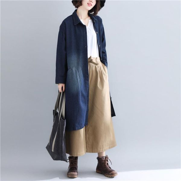 women's trench coats simple large size denim coat for women 2021 spring fall loose casual single-breasted long jeans outerwear female a, Tan;black
women's trench coats simple large size denim coat for women 2021 spring fall loose casual single-breasted long jeans outerwear female a, Tan;black