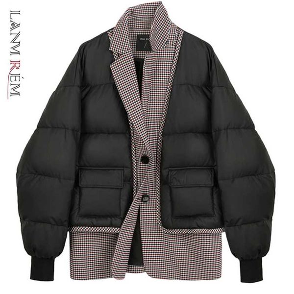 lanmrem winter turn-down collar plaid patchwork single-breasted all-match stree wear black cotton padded jacket 2a2947 210930
lanmrem winter turn-down collar plaid patchwork single-breasted all-match stree wear black cotton padded jacket 2a2947 210930