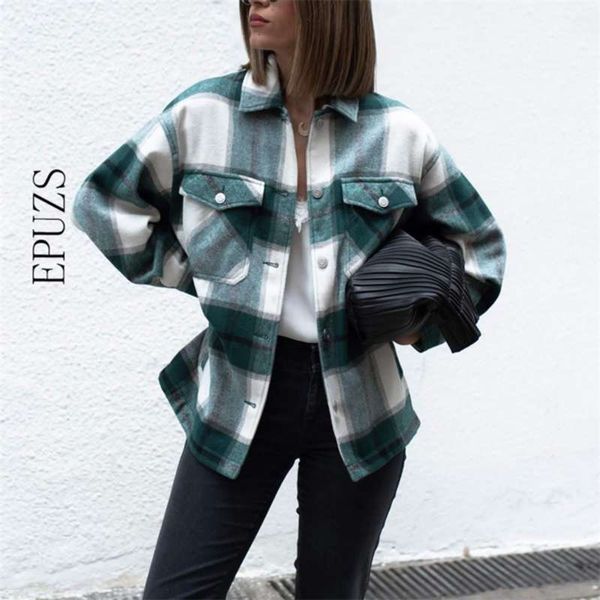 fashion plaid shirts jacket women coat casual thick oversize outwear korean elegant za coat 210928, Black;brown
fashion plaid shirts jacket women coat casual thick oversize outwear korean elegant za coat 210928, Black;brown
