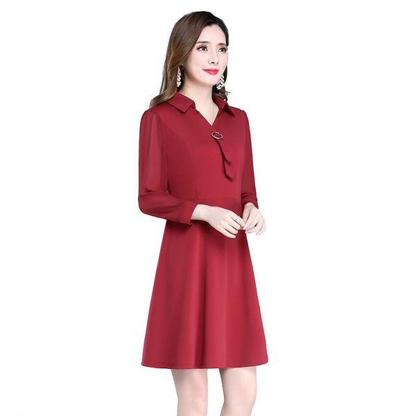 casual dresses shirt women spring a-line dress plus size office mesh long sleeve elegant vestidos, Black;gray
casual dresses shirt women spring a-line dress plus size office mesh long sleeve elegant vestidos, Black;gray