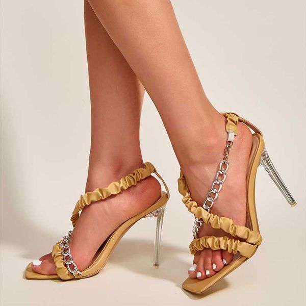 crystal heel cross chain strap luxury sandals for ladies summer square toe women fashion sandal yellow dress shoes, Black
crystal heel cross chain strap luxury sandals for ladies summer square toe women fashion sandal yellow dress shoes, Black