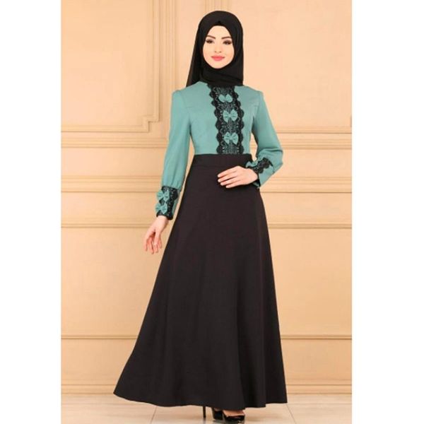 long sleeve ethnic dress robe arab malay clothing lace stitching muslim women abaya high waist slim fit turkey casual dresses, Black;gray
long sleeve ethnic dress robe arab malay clothing lace stitching muslim women abaya high waist slim fit turkey casual dresses, Black;gray