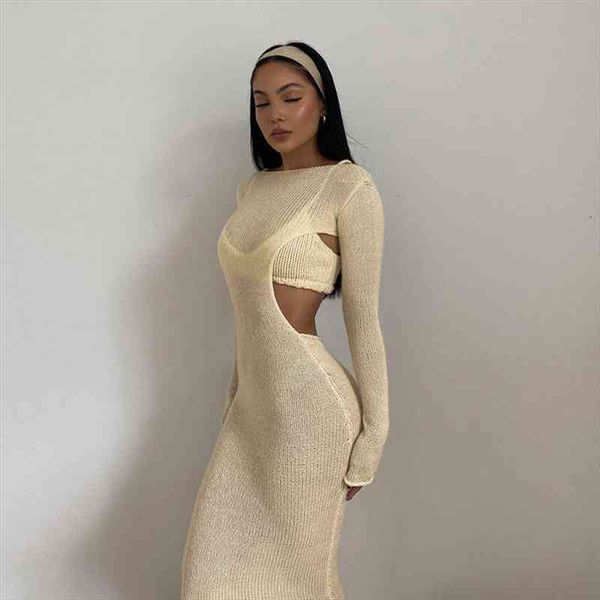 women short camisole and hollow out backless maxi dress autumn matching suit see through solid knit 2 piece set, White
women short camisole and hollow out backless maxi dress autumn matching suit see through solid knit 2 piece set, White