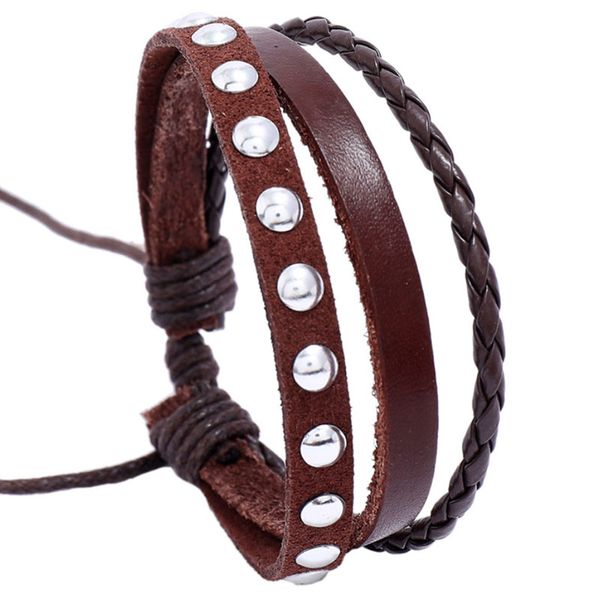 multilayer alloy brown color leather braided handmade adjustable charm bracelets for women men punk bangle jewelry, Golden;silver
multilayer alloy brown color leather braided handmade adjustable charm bracelets for women men punk bangle jewelry, Golden;silver