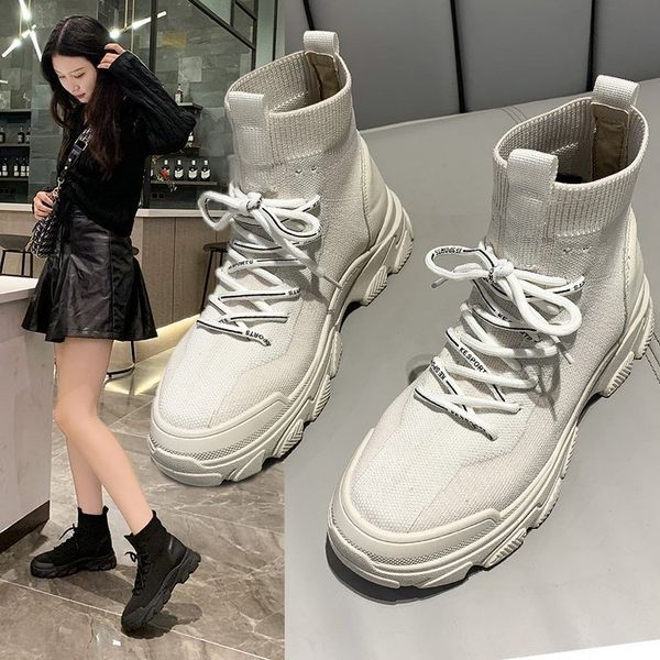 2021 high sports sho women's autumn winter thick bottom fashion knitted short elastic socks and boots, Black
2021 high sports sho women's autumn winter thick bottom fashion knitted short elastic socks and boots, Black