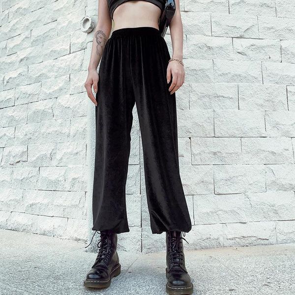 women's pants & capris gothic black women high waist velvet eyelet lace up loose beam feet straight spring goth female streetwear dark, Black;white
women's pants & capris gothic black women high waist velvet eyelet lace up loose beam feet straight spring goth female streetwear dark, Black;white