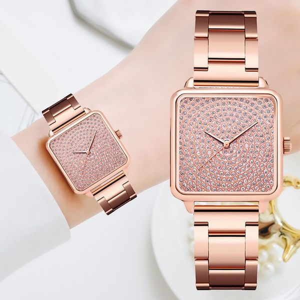 wristwatches diamond watch for women ladies gold square minimalist analog quartz movt unique female iced out, Slivery;brown
wristwatches diamond watch for women ladies gold square minimalist analog quartz movt unique female iced out, Slivery;brown