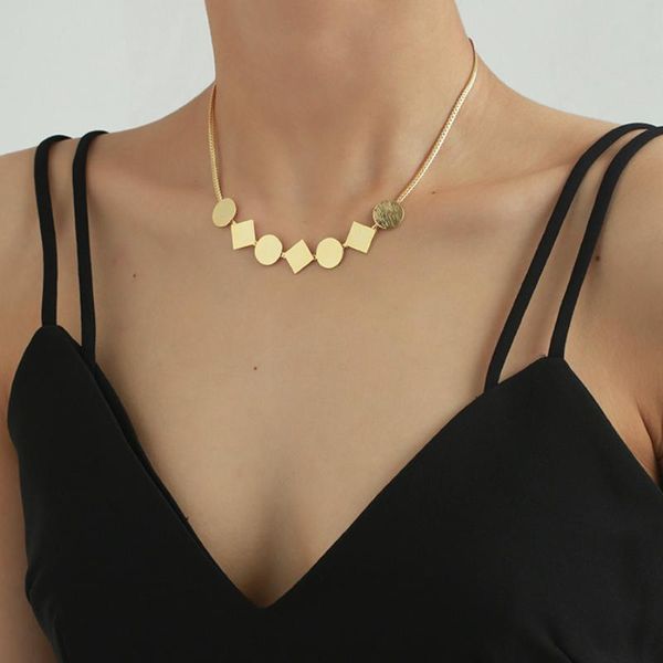 chains round square pendant necklace for women vintage link chain choker collar gold color clavicle jewelry gifts, Silver
chains round square pendant necklace for women vintage link chain choker collar gold color clavicle jewelry gifts, Silver