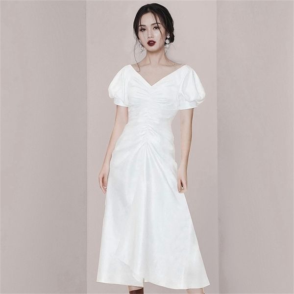 v-neck puff sleeve solid vintage women dress elegant patchwork slim waist lace-up a-line female vestidos 210603, Black;gray
v-neck puff sleeve solid vintage women dress elegant patchwork slim waist lace-up a-line female vestidos 210603, Black;gray
