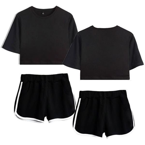 suit leisure sports women tracksuits home set two piece crop custom pattern tees clothing, Gray
suit leisure sports women tracksuits home set two piece crop custom pattern tees clothing, Gray