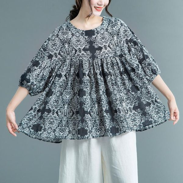 women's blouses & shirts vintage minimalist loose blouse women casual cotton and linen ethnic style shirt prints plus size, White
women's blouses & shirts vintage minimalist loose blouse women casual cotton and linen ethnic style shirt prints plus size, White