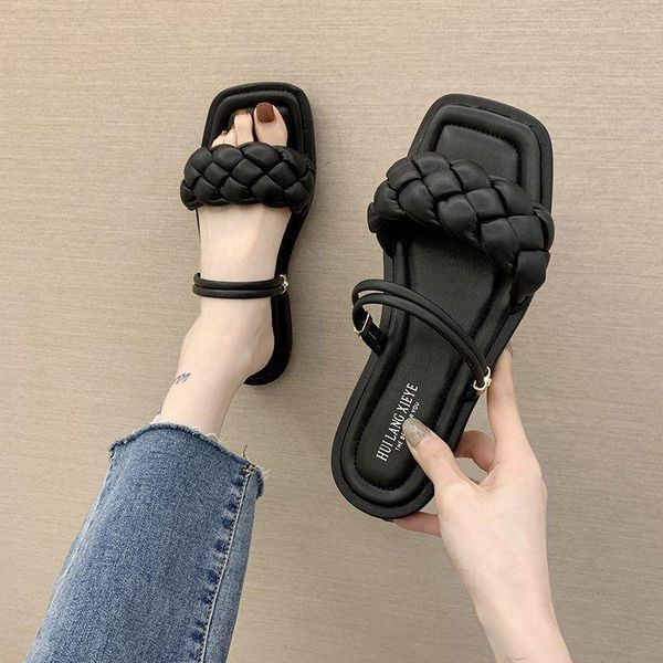slippers women square toe flat casual shoes slide fashion weave summer flip flops beach sandal slipper big size, Black
slippers women square toe flat casual shoes slide fashion weave summer flip flops beach sandal slipper big size, Black