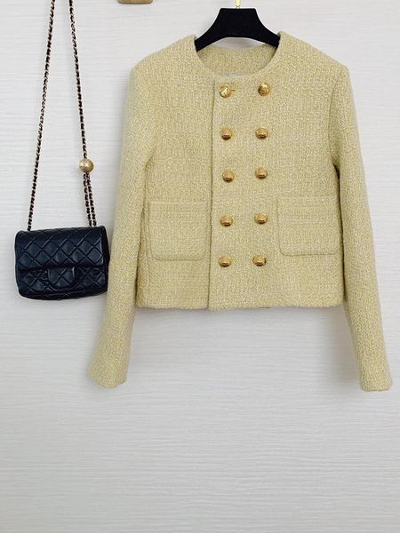 women's jackets casual yellow tweed women o-neck long sleeve double breasted fashion buttons short coats female 2021 spring, Black;brown
women's jackets casual yellow tweed women o-neck long sleeve double breasted fashion buttons short coats female 2021 spring, Black;brown