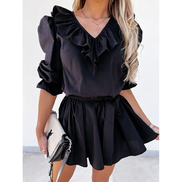 puff sleeve dress women v neck casual woman solid short dresses for 2021 ruffles sashes sundress female, Black;gray
puff sleeve dress women v neck casual woman solid short dresses for 2021 ruffles sashes sundress female, Black;gray