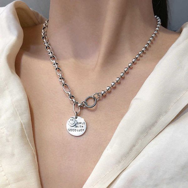 designer necklace s925 sterling silver for women retro fashion smile clavicle chain jewelry wholesale
designer necklace s925 sterling silver for women retro fashion smile clavicle chain jewelry wholesale