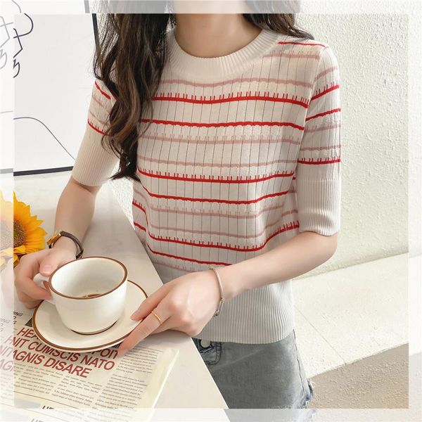women's t-shirt cmaz women half sleeve lady t shirt striped summer spring autumn thin sweater casual o-neck female fashion tee 1721#, White
women's t-shirt cmaz women half sleeve lady t shirt striped summer spring autumn thin sweater casual o-neck female fashion tee 1721#, White
