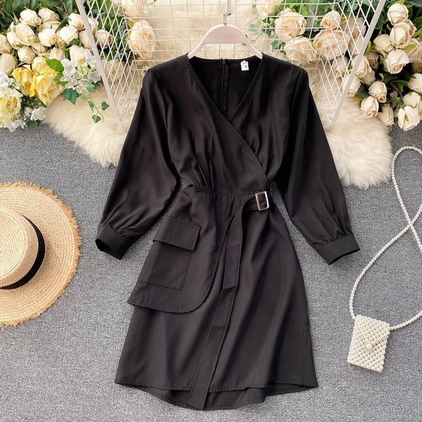 casual dresses spring autumn women's dress style big pocket collage tie waist korean commuter long sleeve short female ll347, Black;gray
casual dresses spring autumn women's dress style big pocket collage tie waist korean commuter long sleeve short female ll347, Black;gray
