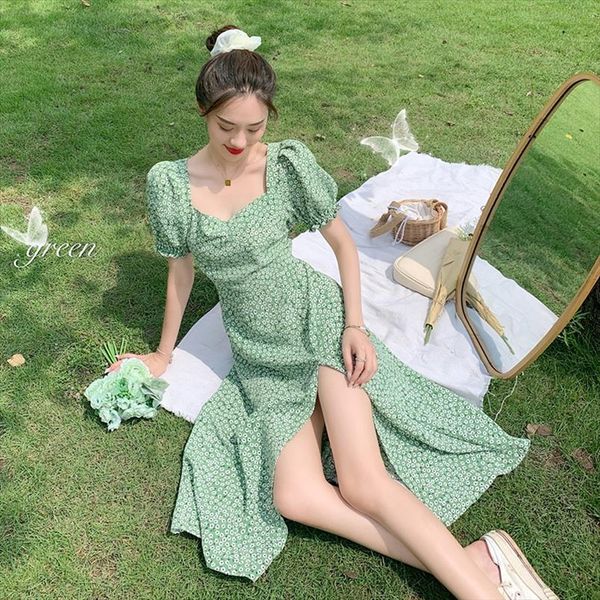 green vestidos prairie chic women dress puff sleeve clothing korean style long dresses summer fashion brand print elegant, Black;gray
green vestidos prairie chic women dress puff sleeve clothing korean style long dresses summer fashion brand print elegant, Black;gray