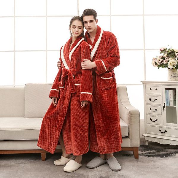 women's sleepwear winter warm couple robe flannel bathrobe gown long sleeve lovers thick nightgown casual kimono home wear, Black;red
women's sleepwear winter warm couple robe flannel bathrobe gown long sleeve lovers thick nightgown casual kimono home wear, Black;red