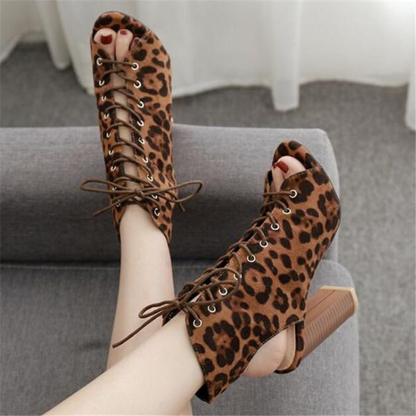 women shoes summer flock lace up square heel 11.5cm peep toe women's thick high strap leopard fish mouth sandals, Black
women shoes summer flock lace up square heel 11.5cm peep toe women's thick high strap leopard fish mouth sandals, Black