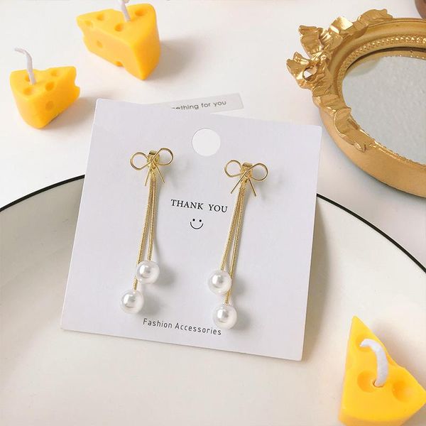 stud heart design earring temperament hanging earrings + ribbon pearl korean / elegant style for women, Golden;silver
stud heart design earring temperament hanging earrings + ribbon pearl korean / elegant style for women, Golden;silver