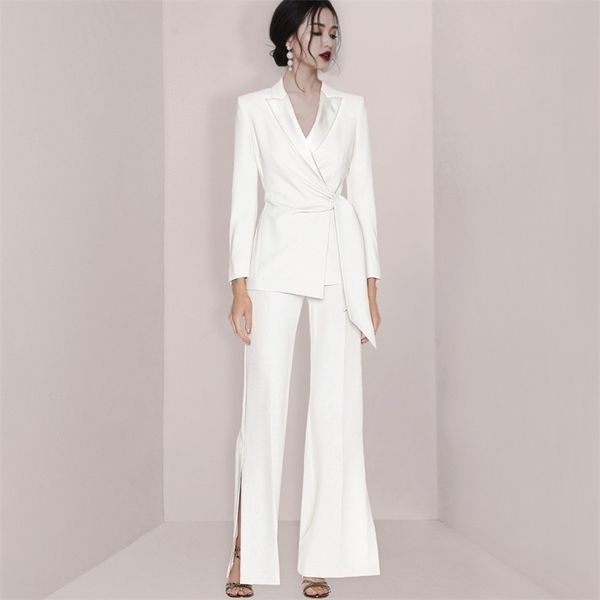 runway 2 piece set ol office work wear ladies spring women notched blazers coat + fashion split pants suit 210519, White
runway 2 piece set ol office work wear ladies spring women notched blazers coat + fashion split pants suit 210519, White