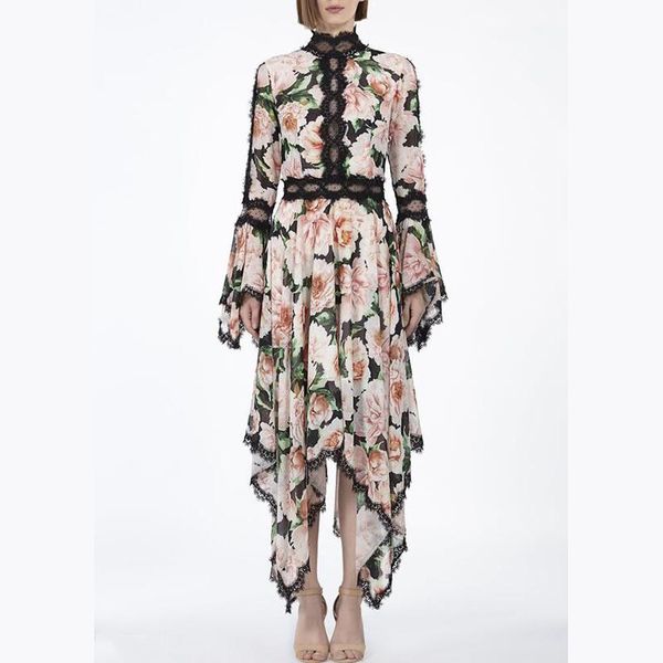 casual dresses women runway dress 2021 stand collar long sleeve patchwork lace floral printed vestidos np0802y, Black;gray
casual dresses women runway dress 2021 stand collar long sleeve patchwork lace floral printed vestidos np0802y, Black;gray