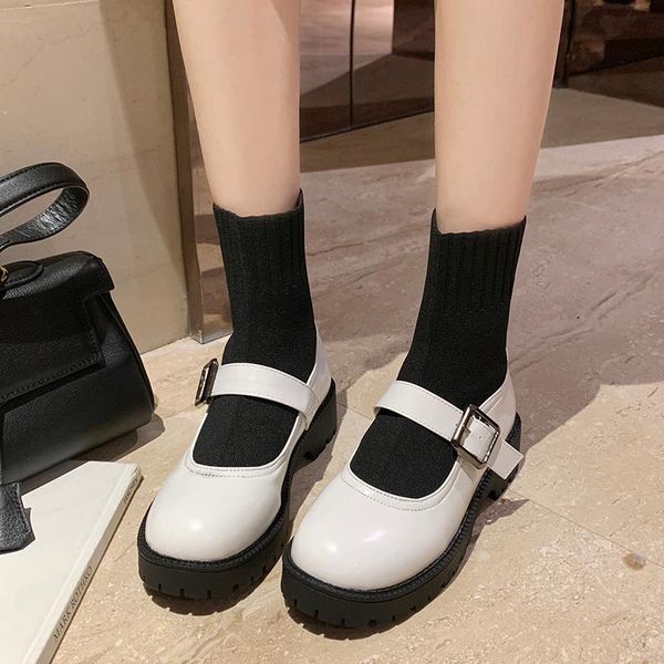 boots patent leather buckle mary jane shoes drop autumn heels stretch fabric sock female women platform ankle med, Black
boots patent leather buckle mary jane shoes drop autumn heels stretch fabric sock female women platform ankle med, Black