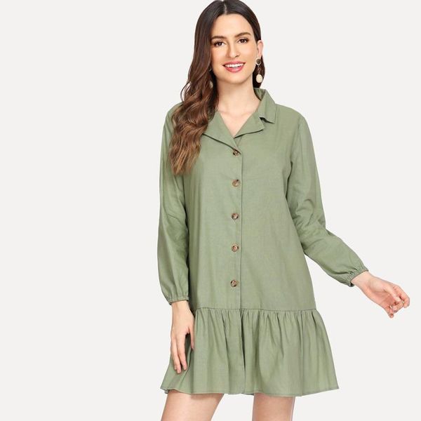 winter shirt dress long sleeve ladies clothing button lapel women's a-line ruffle casual mini dresses, Black;gray
winter shirt dress long sleeve ladies clothing button lapel women's a-line ruffle casual mini dresses, Black;gray