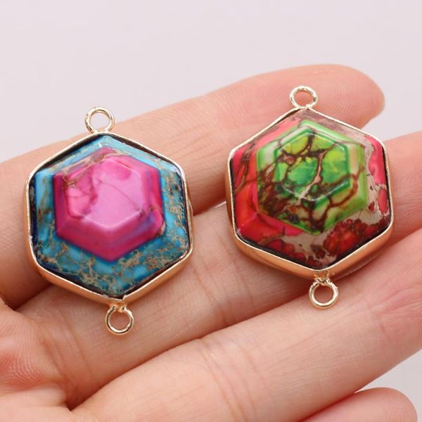 charms natural semi-precious stone pendant gilded edge hexagon connector emperor 23x34mm for jewelry making necklaces gift, Bronze;silver
charms natural semi-precious stone pendant gilded edge hexagon connector emperor 23x34mm for jewelry making necklaces gift, Bronze;silver