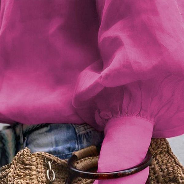women autumn puff long sleeve blouse lapel collar button up vintage shirt solid color office lady loose streetwear women's blouses & sh, White
women autumn puff long sleeve blouse lapel collar button up vintage shirt solid color office lady loose streetwear women's blouses & sh, White