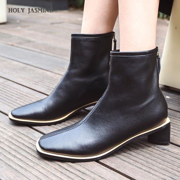 boots high heels ankle women genuien leather booties square toe shoes female zip fashion ladies party 2021 winter, Black
boots high heels ankle women genuien leather booties square toe shoes female zip fashion ladies party 2021 winter, Black