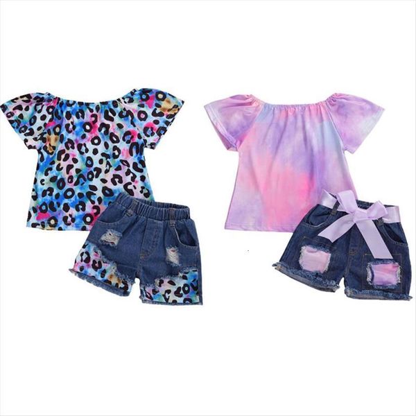 baby summer clothing infant kids girl tie dye leopard clothes set colorful shirt ripped hole denim bottoms, White
baby summer clothing infant kids girl tie dye leopard clothes set colorful shirt ripped hole denim bottoms, White