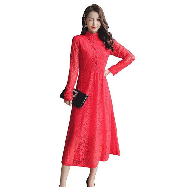 casual dresses 2021 spring women's lace floral crochet hollow out vestido patchwork slim office party red long dress, Black;gray
casual dresses 2021 spring women's lace floral crochet hollow out vestido patchwork slim office party red long dress, Black;gray