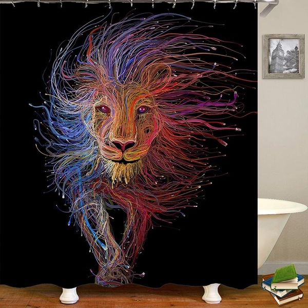 shower curtains lion curtain waterproof bathroom drop polyester bath